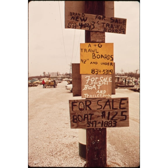 24"x36" Gallery Poster, HOMEMADE SIGNS AT PUBLIC BOAT LAUNCH NARA 545962