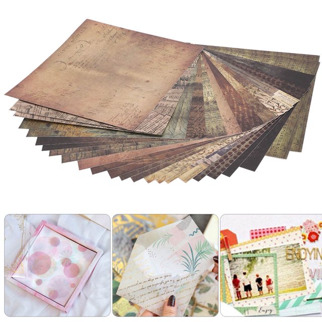 Scrapbooking Crafts, Journal Card Durable Scrapbook Paper Album Scrapbook Pattern 5.9 x 5.9in for Gift Box/DIY Photo Album Packaging