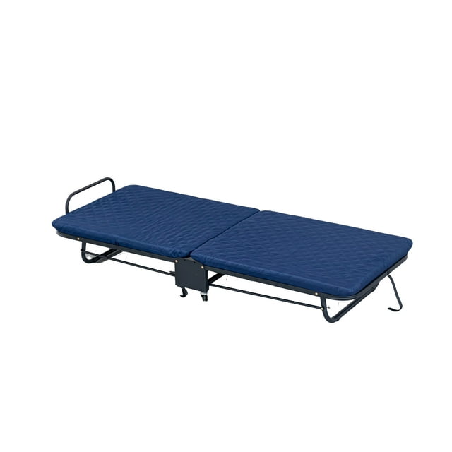 Nola Home Lit Pliant avec Matelas en Mousse, Lit d'Appoint pour Invités, Dossier Ajustable, Lit Portable avec Roues Verrouillables