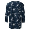 thumbnail image 4 of CYMMPU Summer Fashion Shirts 3/4 Sleeve Blouses for Women Dressy Casual Tunic Tops Loose Fit Spring Tops Crew Neck Flower Pattern Lightweight Basic T-Shirts Navy XXL, 4 of 7