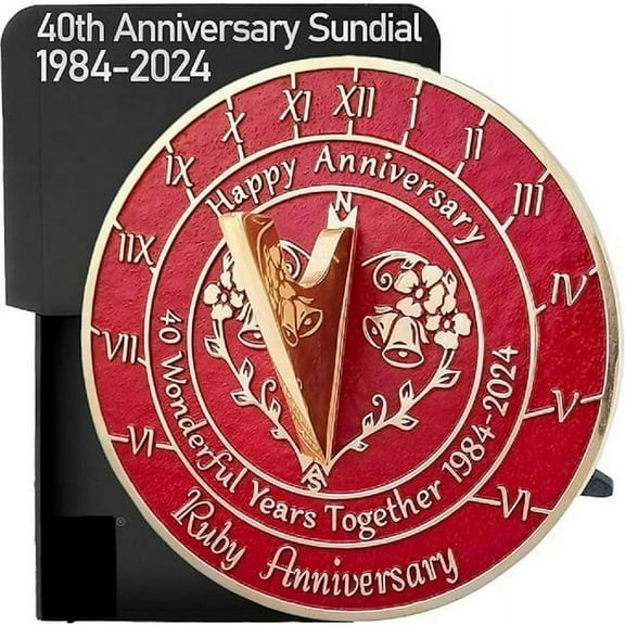 40th Ruby Wedding Anniversary Sundial Gift 10" diameter