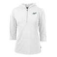 thumbnail image 2 of Women's Cutter & Buck White Dayton Flyers Vault DryTec Virtue Eco Pique Recycled 3/4-Sleeve Half-Zip Pullover Hoodie, 2 of 3