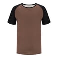 thumbnail image 4 of ZunFeo Mens Baseball T-Shirt Soft Stretchy Breathable Raglan Sleeve Tee Crewneck Casual Athletic Everyday Wear Brown Workout Top,Size 2XL, 4 of 5