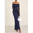 thumbnail image 4 of Vestido PRETTYGARDEN Ajustado con Hombros Descubiertos y Mangas Largas Azul Marino M, 4 of 8