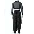 thumbnail image 4 of CHICTRY Kids Girls Mesh Long Sleeve Crop Top with Letters Print Vest Chain Pocket Pants Dance Sports Outfit Set Black&White 10, 4 of 7