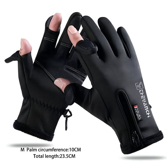 TELOLY 2026 New Winter Fishing Gloves 2 Finger Flip Waterproof Windproof Cycling Angling Gloves Ice Fishing Gloves for Fishing, Cycling, Outdoor Sports, Cold Weather Activities