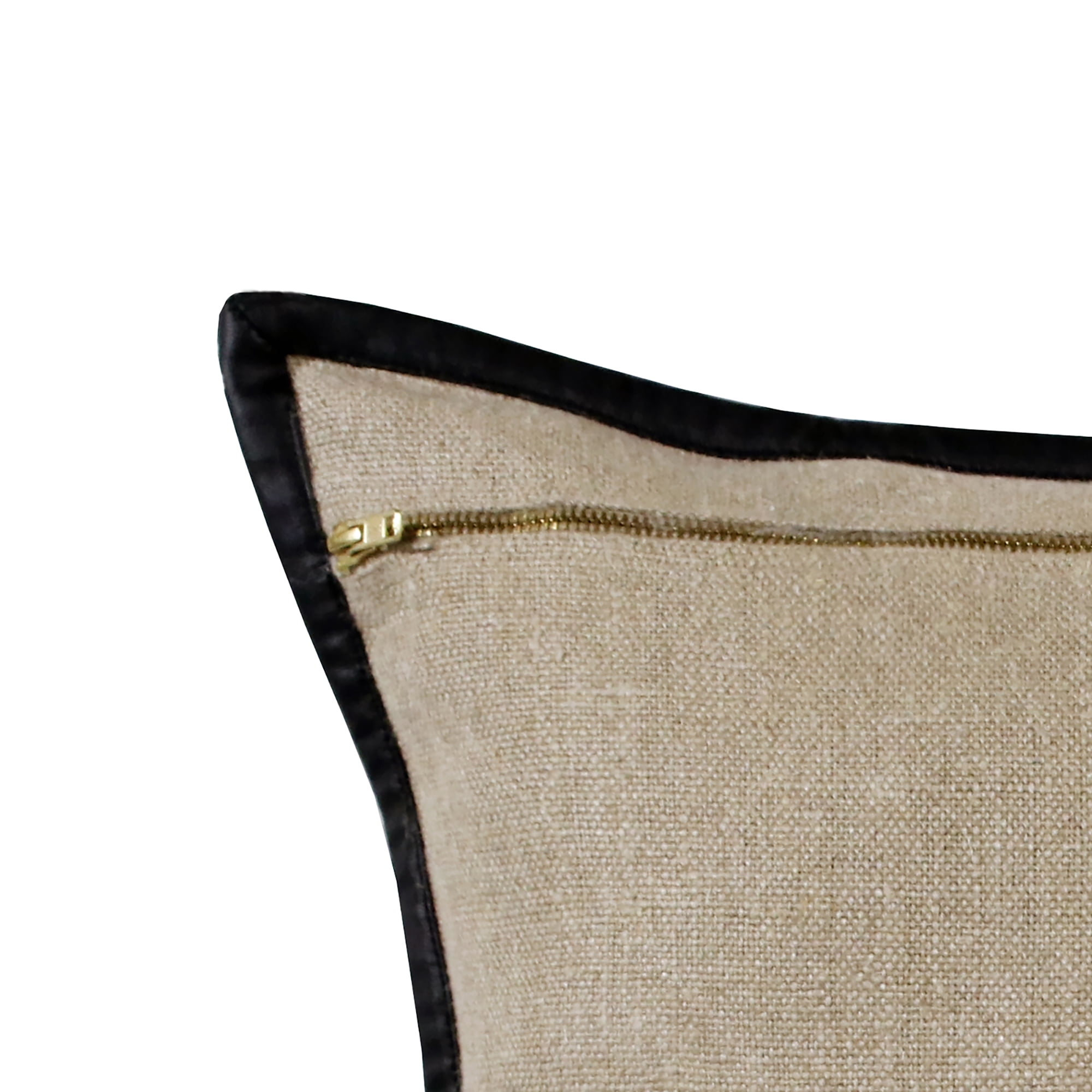 Harlow Hill Faye 20" x 20" Tan/Black Solid Linen Adult Decorative Throw Pillow Cover