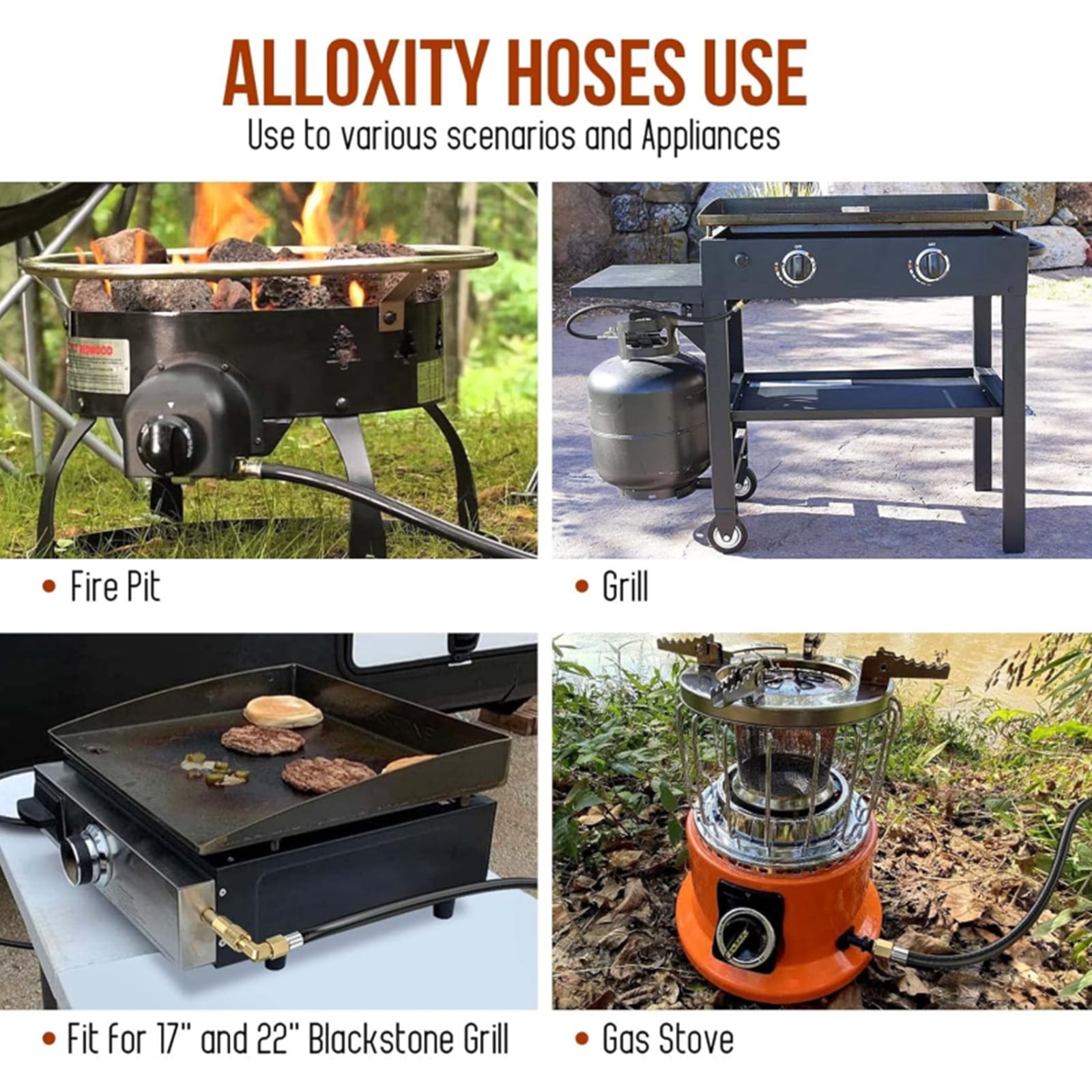 PatioGem 12FT Propane Adapter Hose with Regulator, QCC1 Gas Grill Regulator and Hose with Elbow Adapter for 17" and 22" Blackstone Tabletop Griddle and Most LP Gas Grill with 3/8'' Connect Fitting