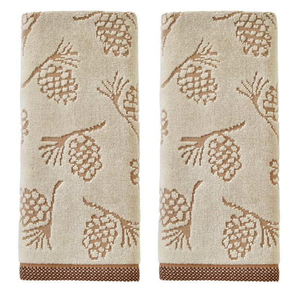 Juego de 2 Toallas de Mano Jacquard con Piña de Pino SKL Home en Color Trigo