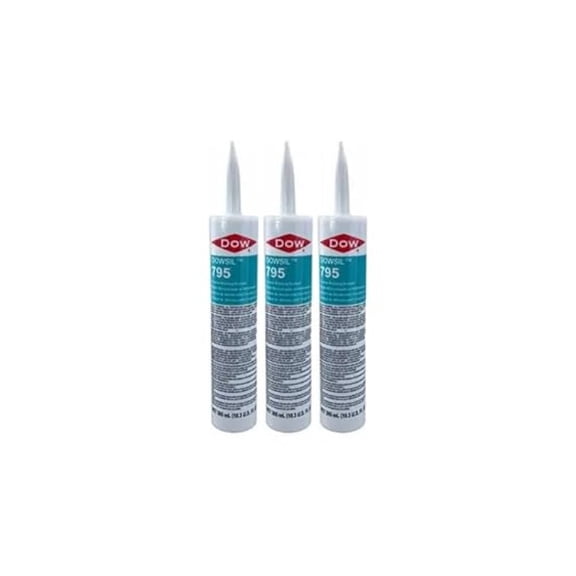 Dow 795 Silicone Building Sealant - 10.3 oz Catridge - Black - 3 Pack