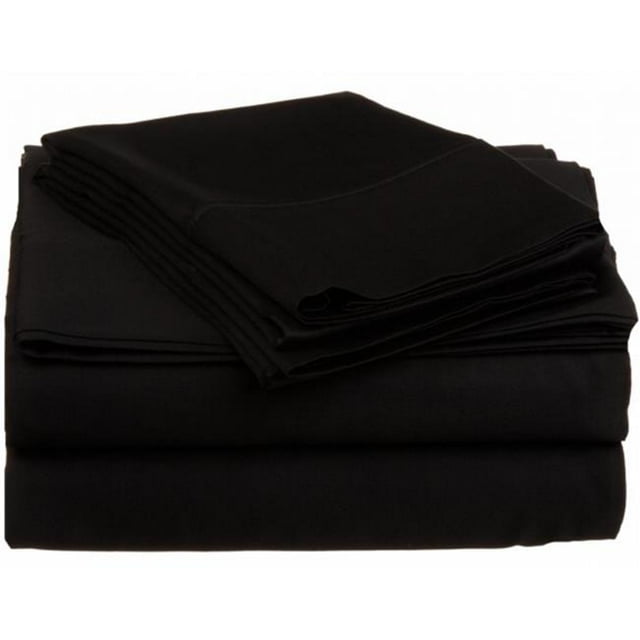 Ensemble de Draps en Coton Égyptien 530 Fils Noir Uni