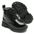thumbnail image 6 of DADAWEN Toddler Boys Girls Combat Boots Waterproof Ankle Boots With Side Zipper Black/Glossy leather 13 Little Kid, 6 of 7