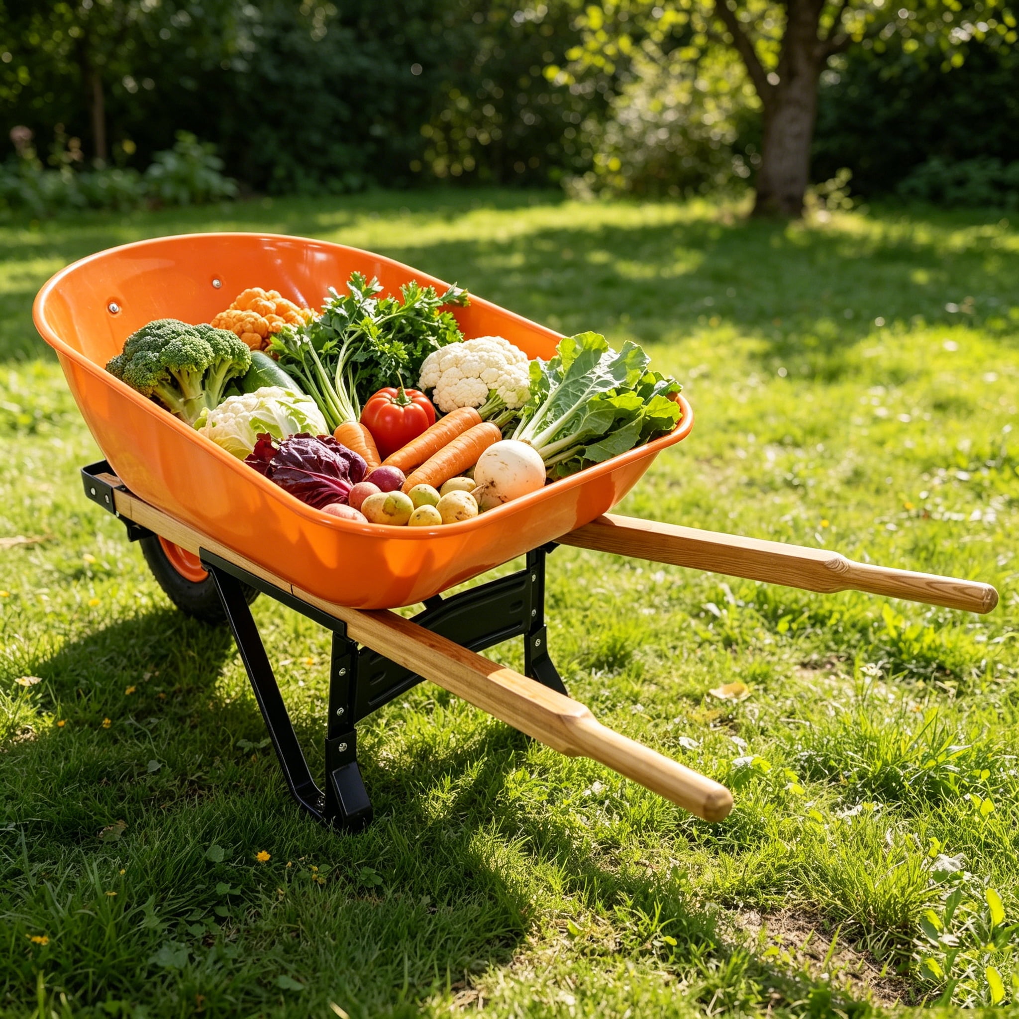 Steel Tray Wheel Barrow Two Wheeled Trolley for Green Garden 15 inch Pneumatic Wheel