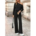 thumbnail image 3 of PRETTYGARDEN Long Sleeve Jumpsuit For Women Dressy Off Shoulder One Piece Loose Wide Leg Jumpsuits Casual Flowy Romper, 3 of 8