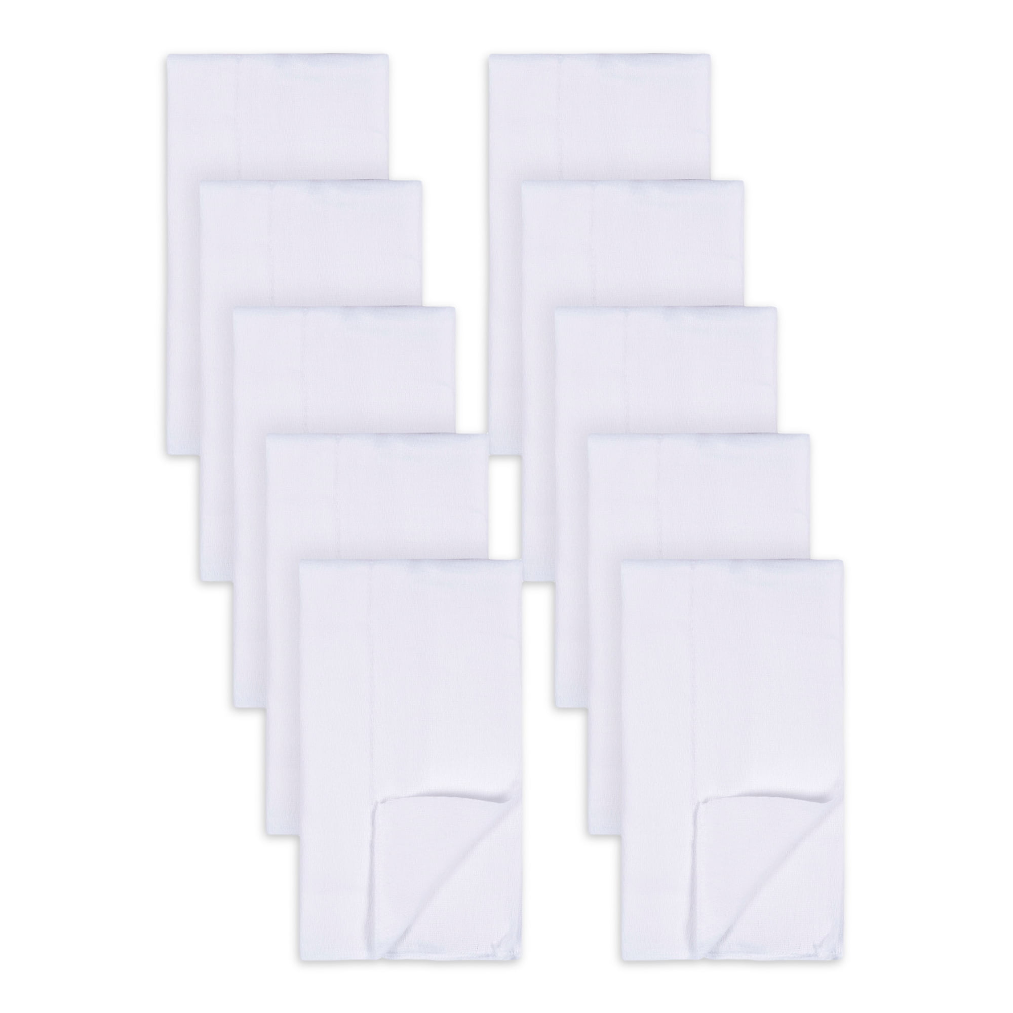 Gerber Baby Neutral White Cotton Prefold Birdseye Diaper with Absorbent Pad, 10-Pack, One Size