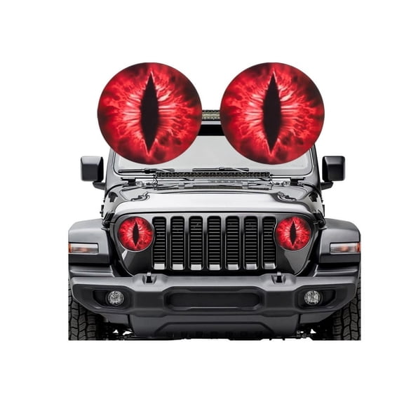 Beast Eyes Headlight Decals 3D Eyes Decoration (Red) - Pack Of 1