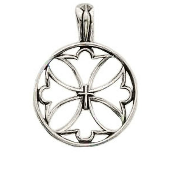 Sterling Silver 16" .8mm Box Chain Open Christian Canterbury Style Cross Pendant Necklace