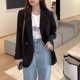 thumbnail image 3 of Blazer negro de moda coreana para mujer, chaqueta holgada clásica con cuello vuelto, manga larga y bolsillos, 2023, 3 of 5