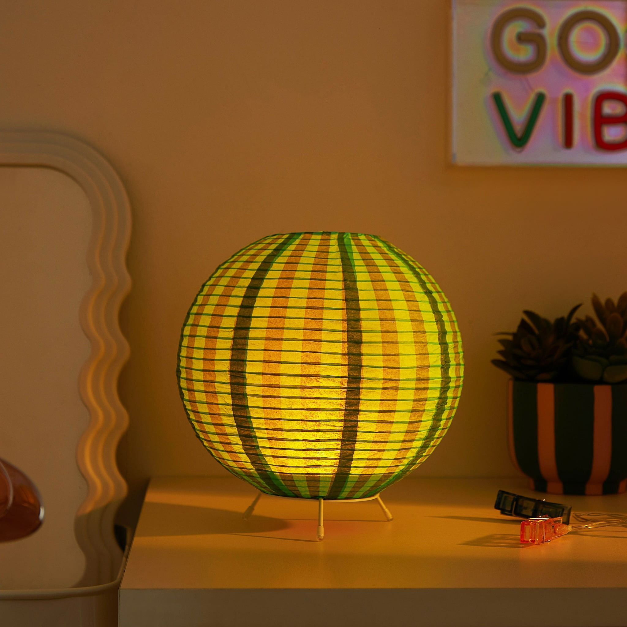 Urban Shop 8.2"H x 9" D Paper Lantern Table Lamp, Green