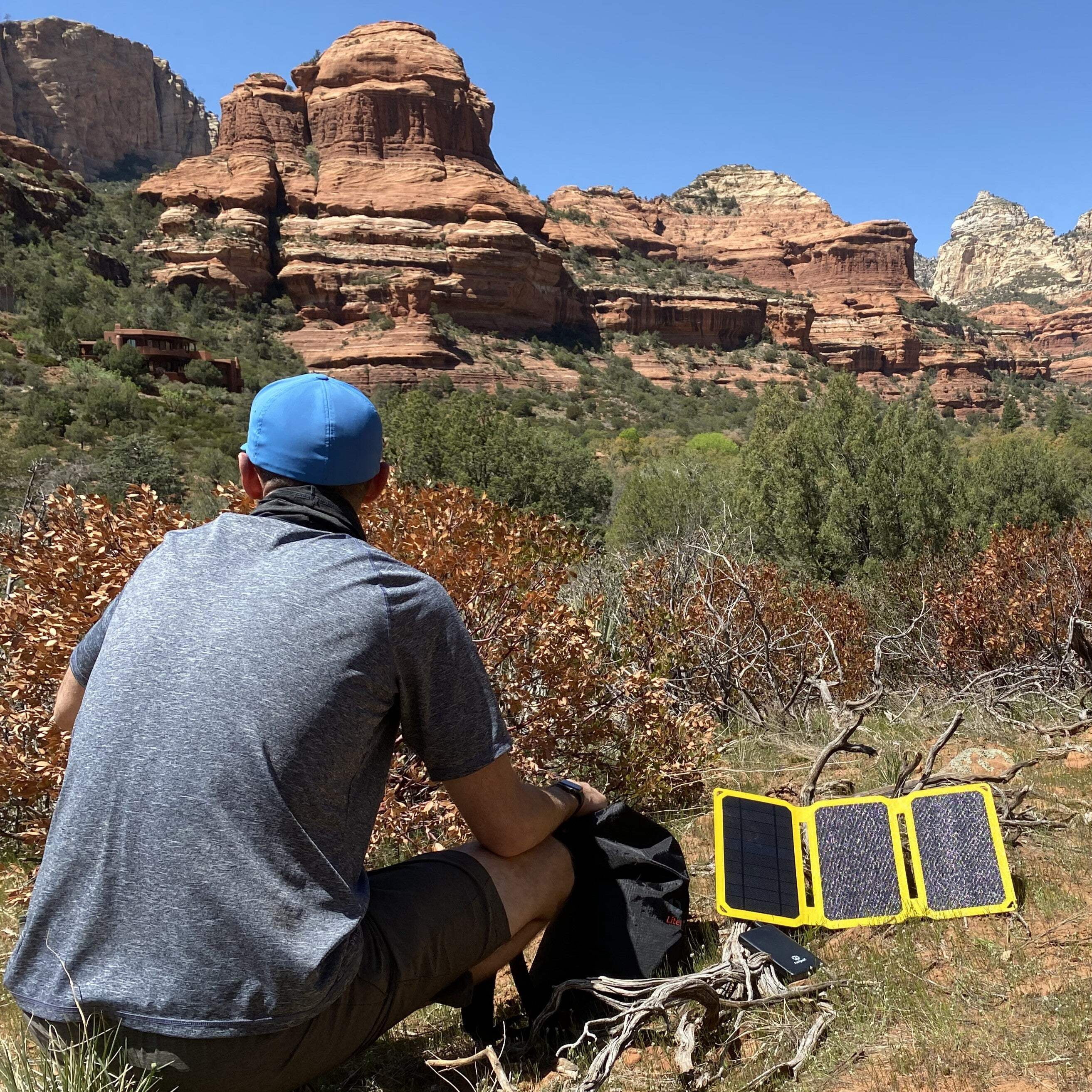 SunJack 15 Watt Portable USB Solar Panel with 10000mAh Power Bank for Cell Phones, Tablets