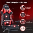 thumbnail image 4 of JONPONY Big and Tall 500lbs Gaming Chair with Bluetooth Speakers, Gamer Chair with Footrest and Lumbar Support & 360-Swivel Seat, Ergonomic Gamer Chair with Headrest, Red, 4 of 9