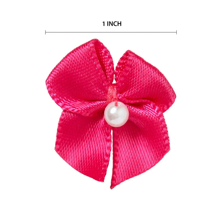 Offray Accessories, Hot Pink 5/8 inch 2 Loop Bow with Pearl Accessory for  Wedding, Hair Clips, and Scrapbooking, 10 count, 1 Package 