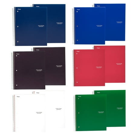 Mead (12 pack) Five Star 1-Subject 8.5x11” Spiral Notebooks with Pockets School Supplies Office Supplies for
