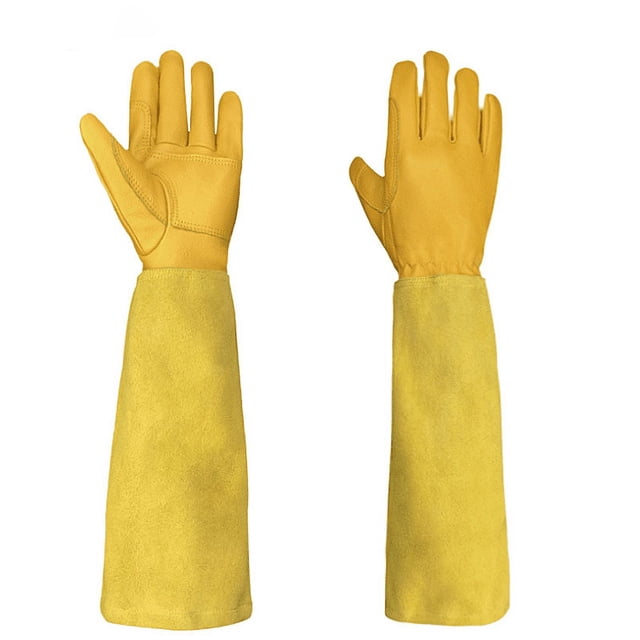 Guantes largos de jardinería piel de oveja piel de vaca resistente al desgaste apicultura soldadura eléctrica cuchillo de arco de argón y resistente al corte M