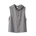 thumbnail image 3 of Bcfgryg Summer Men's Casual Sleeveless Hooded Shirt Linen Hooded Solid Color Breathable And Loose Top Lightweight Men's Jacket For Hiking Gray XL, 3 of 3