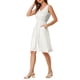 thumbnail image 4 of INSPIRE CHIC Vestido sin mangas midi de lunares con escote en V y cintura ajustable XS Blanco, 4 of 7