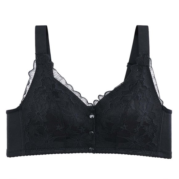 Kyusrd Soutiens-gorge à Ouverture Frontale pour Femmes Motif Dentelle Sans Armatures Respirants Sans Armature Rassemblement Rehausseur sous-Vêtements d'Allaitement Couleur Unie Confortables Doux Coton Soutiens-Gorge Quotidiens