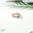 thumbnail image 4 of Gem Stone King 0.95 Ct Princess Cut Swiss Blue Topaz White Created Sapphire 18K Rose Gold Plated Silver Ring (Size 8), 4 of 5