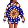 thumbnail image 2 of Fznquz Womens Tops Trendy Blue Hooded Fall Sweatshirt Tie Dye Pocket Crewneck Graphic Women Shirts, 2 of 5