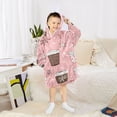 thumbnail image 6 of FORMRS Wearable Blanket Hoodie with Sleeves for Kids Cozy Flannel Sweatshirt, Brown Hand Drawn Cups, 6 of 7