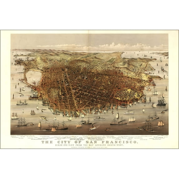 24"x36" Gallery Poster, map of city of San Francisco 1878