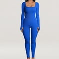 thumbnail image 1 of Square Neck Bodycon Jumpsuit Buttocks Lifting Women Sports Outfit (Black S), 1 of 9