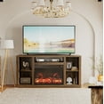 thumbnail image 2 of Homall 58 Inch Modern TV Stand with Electric Fireplace Shelf Media Storage TV Stand for TVs Up to 65",Light Brown, 2 of 7