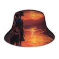 thumbnail image 3 of Daiia Sunset River Western Cowboy Pattern Bucket Hat - Trendy Cotton Sun Hat for Beach, Golf, Fishing - Fun Outdoor Vacation Boonie for Men and Women, 3 of 9