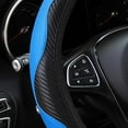 thumbnail image 2 of Car Steering Wheel Cover, 15 inch Carbon Fiber Microfiber PU Leather Elastic Steering Wheel Protector for Men Women, Anti-Slip Breathable Car Interior Accessories for Most Cars (Blue), 2 of 5