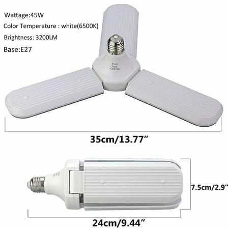 E27 LED Garage Light Bulb 45W Folding Led Garage Light Cool White US Household Decorative Lamp