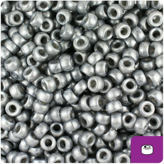 BeadTin Grey Pearl 6.5mm Mini Barrel Pony Beads (1000pcs)