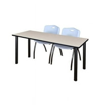 Regency 66" x 24" Training Table- Maple/ Black & 2 Stack Chairs- Grey