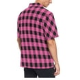 thumbnail image 3 of joogoo Men's Hawaiian Shirt Pink Checkered Grid Pattern Short Sleeve Casual Button Down Shirts M, 3 of 6
