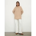 thumbnail image 6 of Women'S Crew Neck Sweater Long Sleeve Lantern Sleeve Hollow Knit Loose Casual Sweater Apricot S, 6 of 9