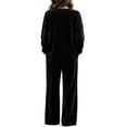 thumbnail image 4 of Clossjun Womens Velvet Sweat Suit 2 Pieces Casual Fashion Fall Outfits Long Sleeve Velour Top & Wide Leg Pant Lounge Sets for Work Out XL, 4 of 5