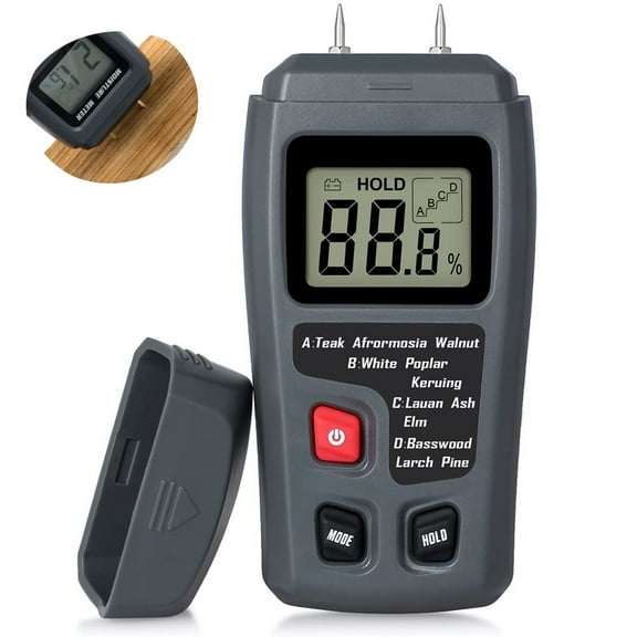 Handheld Wood Moisture Test Meter LCD Moisture Tester for Wood Moisture Detector for Firewood Paper Humidity Measuring-Black