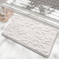 sruoe Bathroom Rugs, Bath Mat for Bathroom Floor 1pcs, Bath Mats for Bathroom Floor Non Slip Non Skid, Rectangular Polyester Floor Mat for Bath Door Household, White