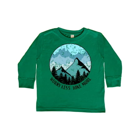 

Inktastic Worry Less Hike More with Mountains in Blue Distressed Gift Toddler Boy or Toddler Girl Long Sleeve T-Shirt
