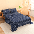 thumbnail image 4 of 4 Pieces Microfiber Flannel Sheet Set Full Size, Deep Pocket Bedding Set Navy Blue Color, 4 of 6