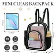 thumbnail image 2 of Sanmadrola Mini Clear Backpack Heavy Duty Stadium Approved PVC Transparent Backpacks Small Clear Backpack with Reinforced Strap for School, Travel, Black, 2 of 8
